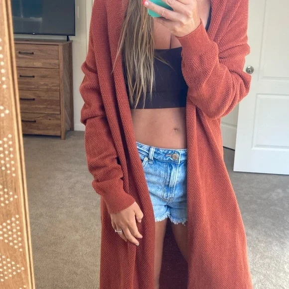 Free people beach, rust cardigan - Picture 5 of 7